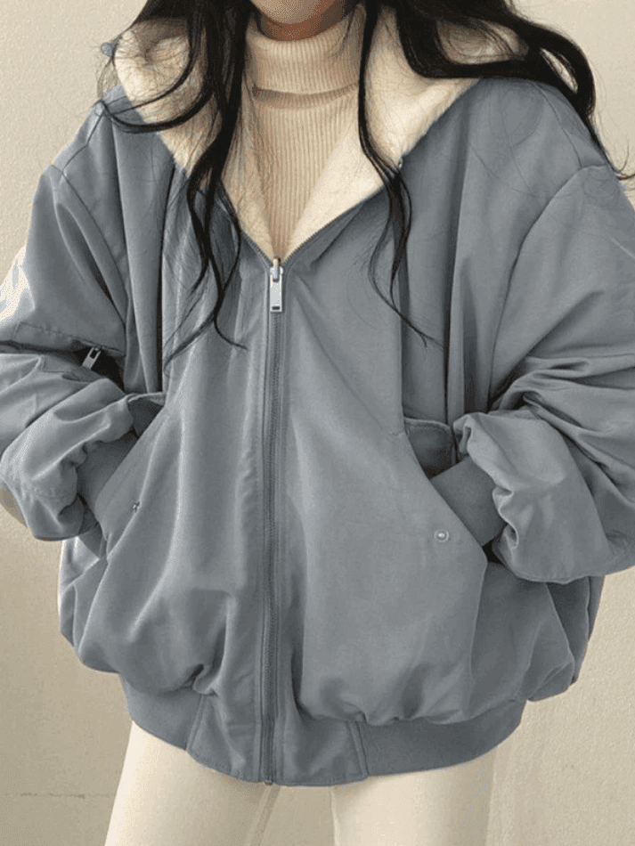 Reversible Oversize Fleece Hooded Jacket - AnotherChill