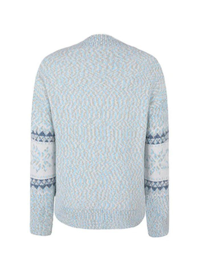 Snowflake Jacquard Mock Neck Sweater - AnotherChill