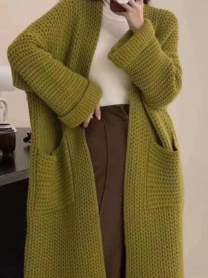 Solid Baggy Knit Long Cardigan - AnotherChill