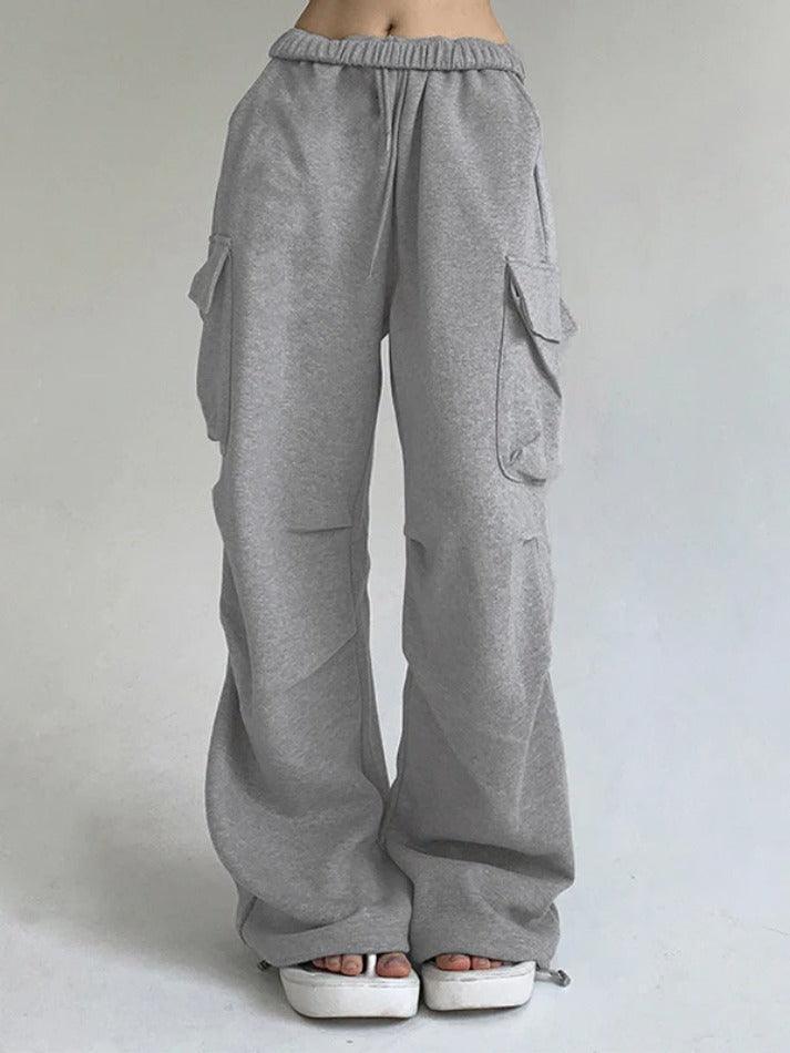 Solid Color Pocket Pleated Sweatpants - AnotherChill