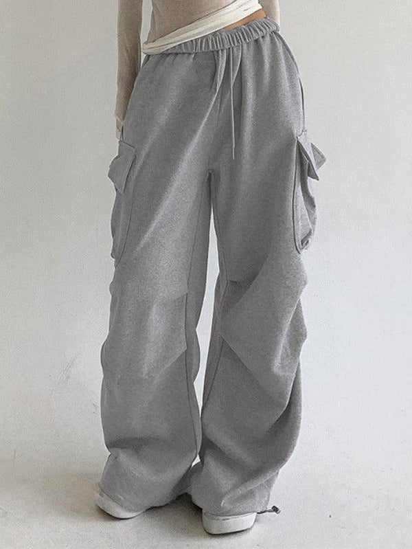 Solid Color Pocket Pleated Sweatpants - AnotherChill