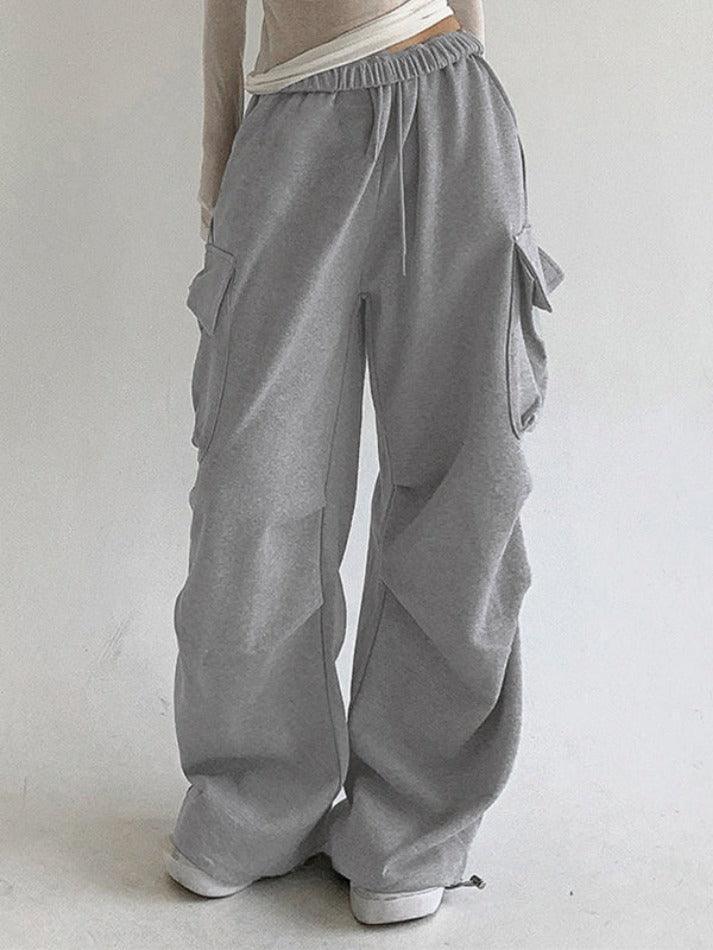 Solid Color Pocket Pleated Sweatpants - AnotherChill