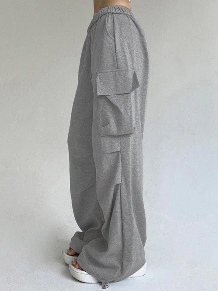 Solid Color Pocket Pleated Sweatpants - AnotherChill