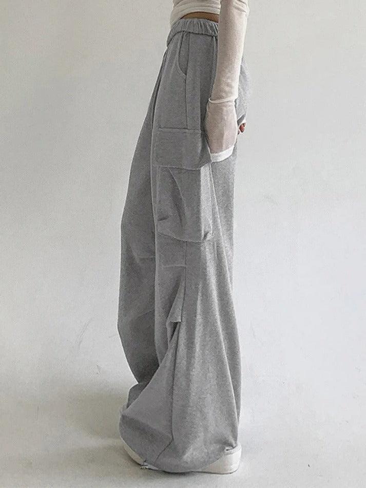 Solid Color Pocket Pleated Sweatpants - AnotherChill