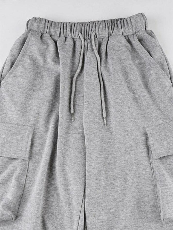 Solid Color Pocket Pleated Sweatpants - AnotherChill