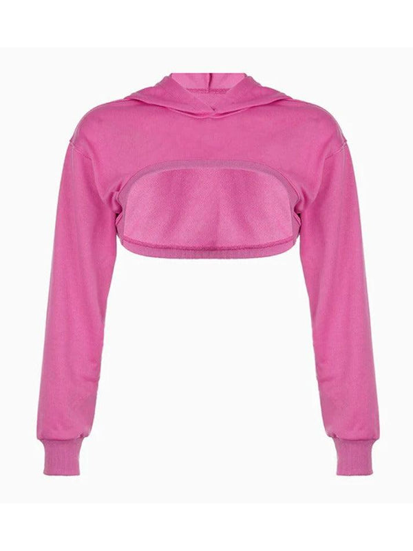 Solid Color Ultra Short Hooded Oversized Hoodie - AnotherChill