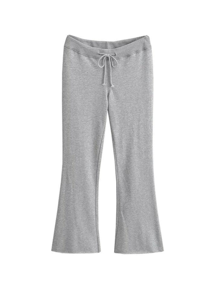 Solid Drawstring Raw Trim Sweatpants - AnotherChill