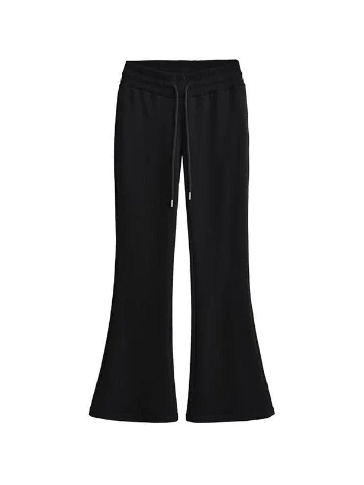 Solid Low Rise Drawstring Flare Leg Pants - AnotherChill