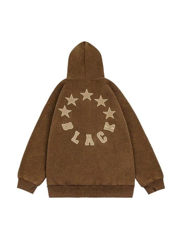 Star Letter Print Oversized Hoodie - AnotherChill