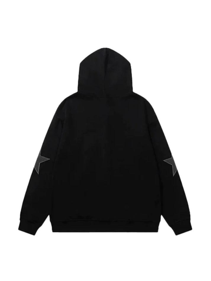 Star Patchwork Zip Up Oversized Hoodie - AnotherChill