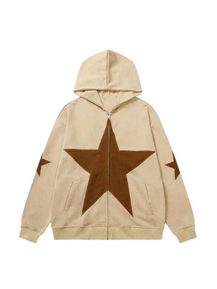 Star Zip Up Oversized Hoodie - AnotherChill