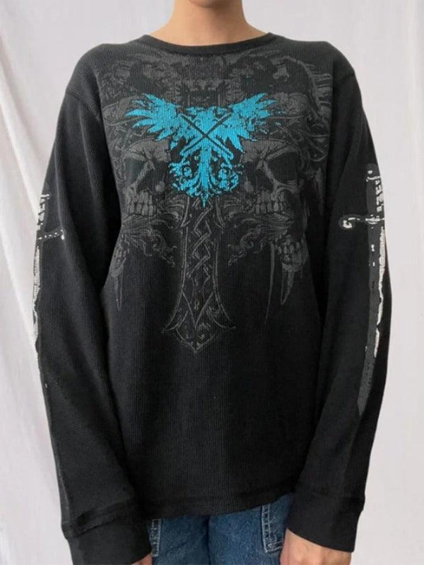 Vintage Eagle Print Long Sleeve Tee - AnotherChill