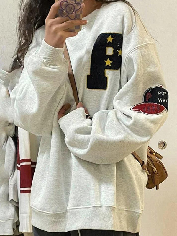 Vintage Flocking Embroidery Embellished Sweatshirt - AnotherChill