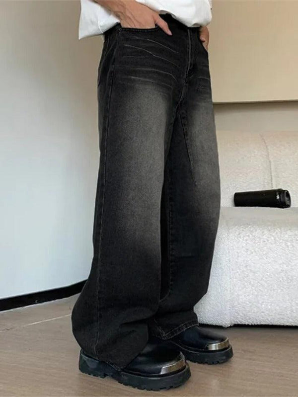 Vintage Wash Straight Leg Loose Jeans - AnotherChill